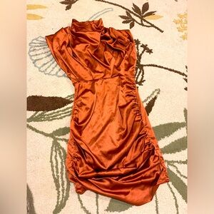 XS copper rousched dress